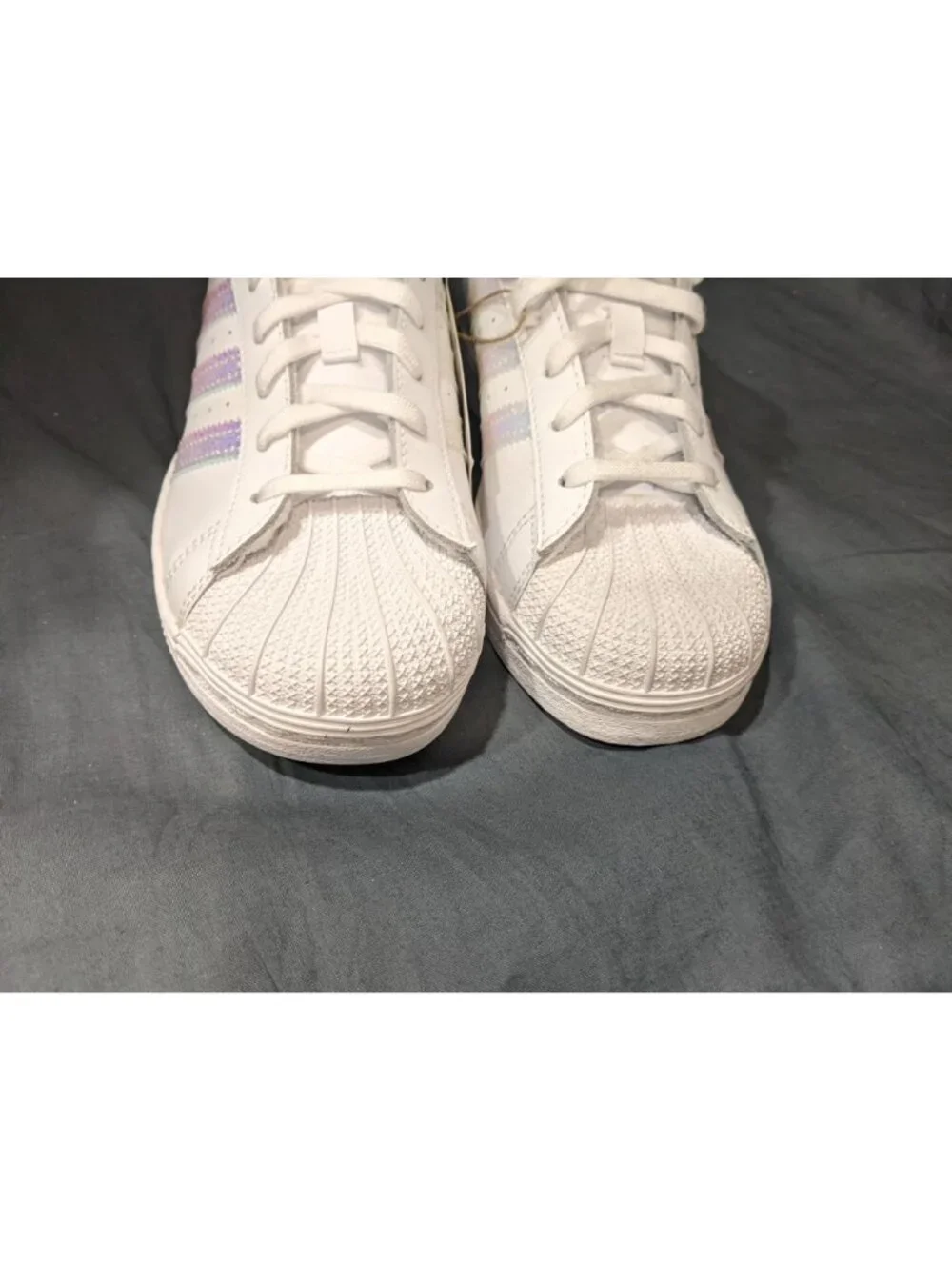 Adidas Superstar C Sneakers White/Halo Blue JQ1789 Girls Size 3 NEW NO BOX!
